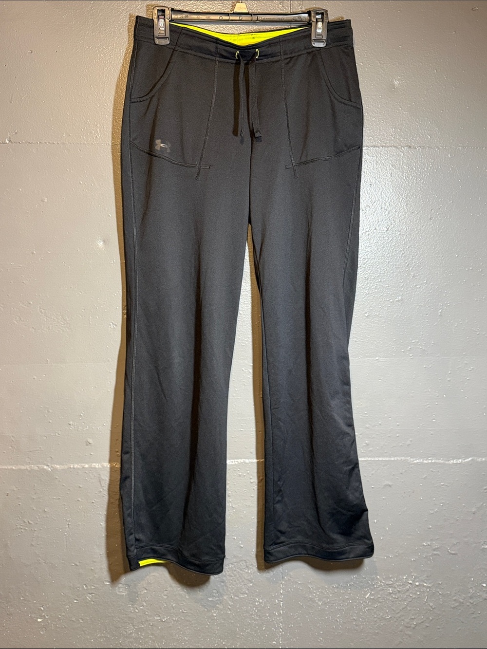 Under Armour Black Jogger-Style Sweatpants with Neon Yellow Trim
